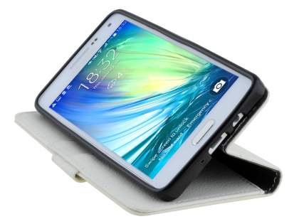 Slim Synthetic Leather Wallet Case with Stand for Samsung Galaxy A5 (2014) - Pearl White