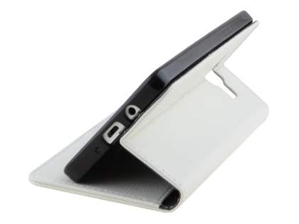 Slim Synthetic Leather Wallet Case with Stand for Samsung Galaxy A5 (2014) - Pearl White