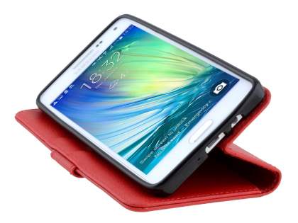Slim Synthetic Leather Wallet Case with Stand for Samsung Galaxy A5 (2014) - Red