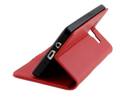 Slim Synthetic Leather Wallet Case with Stand for Samsung Galaxy A5 (2014) - Red