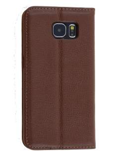 Slim Genuine Textured Leather Wallet Case with Stand for Samsung Galaxy S6 - Dark Brown Slim Genuine Textured Leather Wallet Case with Stand for Samsung Galaxy S6 - Dark Brown