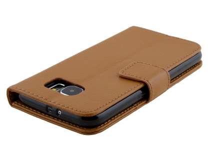 Slim Synthetic Leather Wallet Case with Stand for Samsung Galaxy S6 - Brown