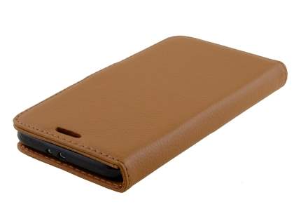 Slim Synthetic Leather Wallet Case with Stand for Samsung Galaxy S6 - Brown