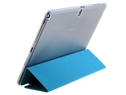 Book-Style Case with Stand for Samsung Galaxy Note 10.1 (2014 Edition) - Teal/Frosted Clear Leather Flip Case