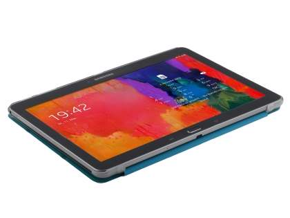 Book-Style Case with Stand for Samsung Galaxy Note 10.1 (2014 Edition) - Teal/Frosted Clear
