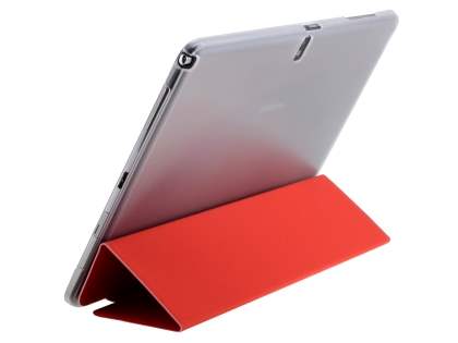 Book-Style Case with Stand for Samsung Galaxy Note 10.1 (2014 Edition) - Red/Frosted Clear Leather Flip Case