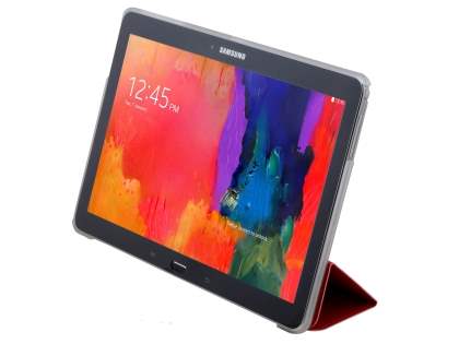 Book-Style Case with Stand for Samsung Galaxy Note 10.1 (2014 Edition) - Red/Frosted Clear