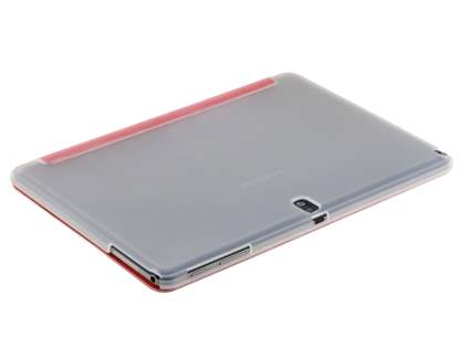 Book-Style Case with Stand for Samsung Galaxy Note 10.1 (2014 Edition) - Red/Frosted Clear