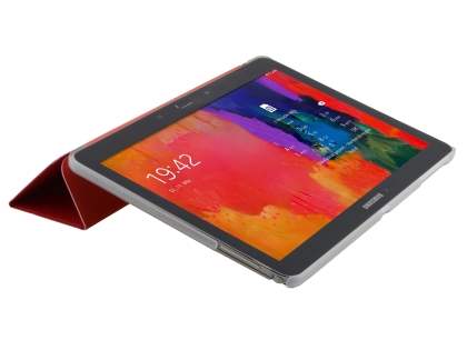 Book-Style Case with Stand for Samsung Galaxy Note 10.1 (2014 Edition) - Red/Frosted Clear