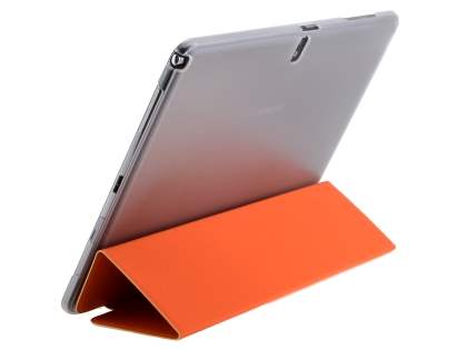 Book-Style Case with Stand for Samsung Galaxy Note 10.1 (2014 Edition) - Orange/Frosted Clear Leather Flip Case