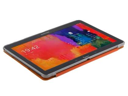 Book-Style Case with Stand for Samsung Galaxy Note 10.1 (2014 Edition) - Orange/Frosted Clear