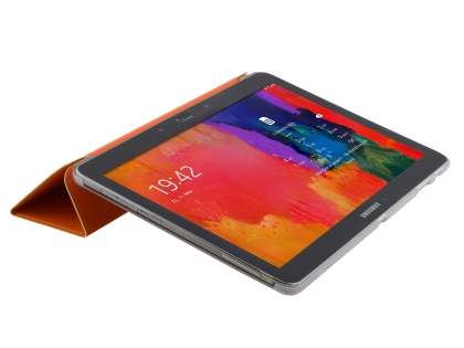 Book-Style Case with Stand for Samsung Galaxy Note 10.1 (2014 Edition) - Orange/Frosted Clear