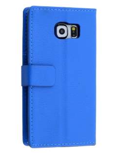 Slim Synthetic Leather Wallet Case with Stand for Samsung Galaxy S6 Edge - Blue Leather Wallet Case