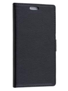 Slim Synthetic Leather Wallet Case with Stand for Samsung Galaxy S6 Edge - Classic Black