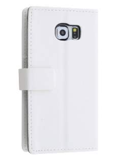 Slim Synthetic Leather Wallet Case with Stand for Samsung Galaxy S6 Edge - Pearl White Leather Wallet Case