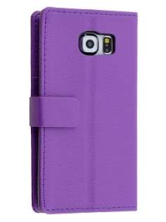 Slim Synthetic Leather Wallet Case with Stand for Samsung Galaxy S6 Edge - Purple