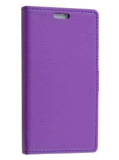 Slim Synthetic Leather Wallet Case with Stand for Samsung Galaxy S6 Edge - Purple