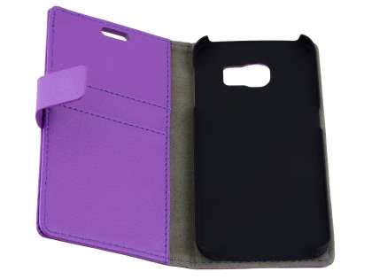 Slim Synthetic Leather Wallet Case with Stand for Samsung Galaxy S6 Edge - Purple