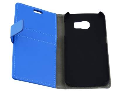 Slim Synthetic Leather Wallet Case with Stand for Samsung Galaxy S6 Edge - Blue