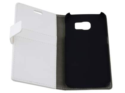 Slim Synthetic Leather Wallet Case with Stand for Samsung Galaxy S6 Edge - Pearl White