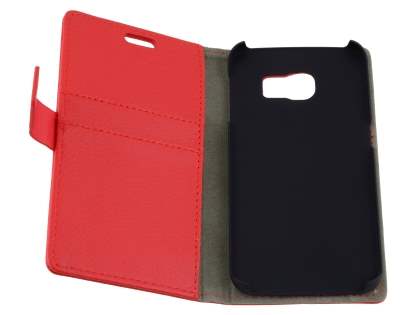 Slim Synthetic Leather Wallet Case with Stand for Samsung Galaxy S6 Edge - Red