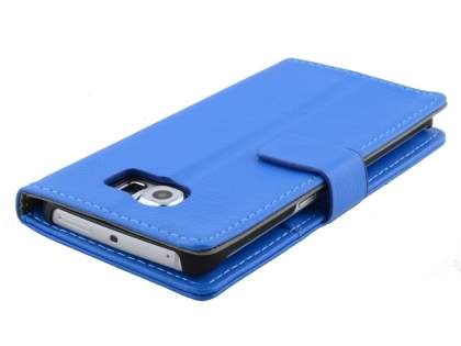 Slim Synthetic Leather Wallet Case with Stand for Samsung Galaxy S6 Edge - Blue