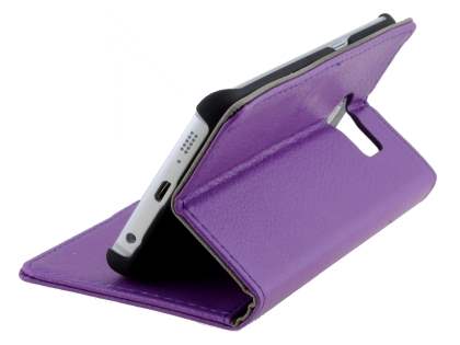 Slim Synthetic Leather Wallet Case with Stand for Samsung Galaxy S6 Edge - Purple