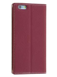 TS-CASE Slim Synthetic Leather Window View Case with Stand for iPhone 6s/6 - Burgundy