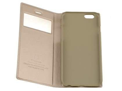 TS-CASE Slim Synthetic Leather Window View Case with Stand for iPhone 6s/6 - Camel
