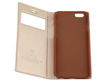 TS-CASE Slim Synthetic Leather Window View Case with Stand for iPhone 6s/6 - Brown