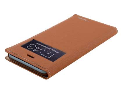 TS-CASE Slim Synthetic Leather Window View Case with Stand for iPhone 6s/6 - Brown