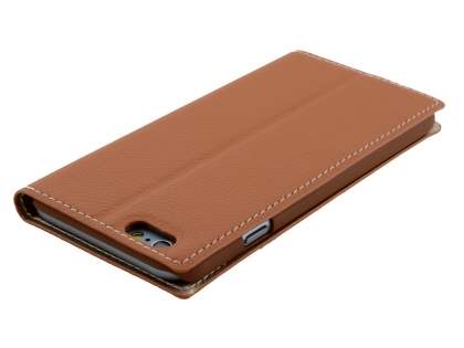 TS-CASE Slim Synthetic Leather Window View Case with Stand for iPhone 6s/6 - Brown