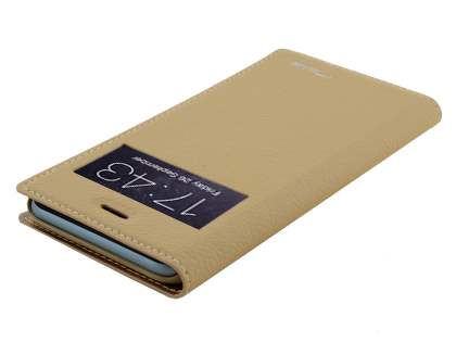 TS-CASE Slim Synthetic Leather Window View Case with Stand for iPhone 6s/6 - Camel