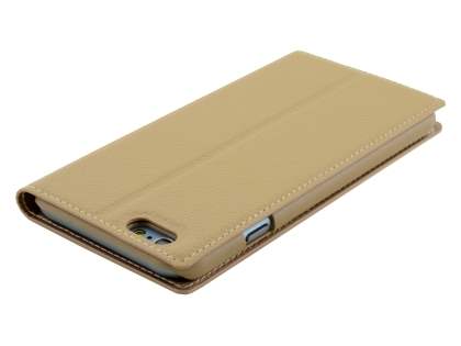TS-CASE Slim Synthetic Leather Window View Case with Stand for iPhone 6s/6 - Camel