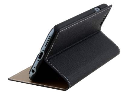 TS-CASE Slim Synthetic Leather Window View Case with Stand for iPhone 6s/6 - Classic Black