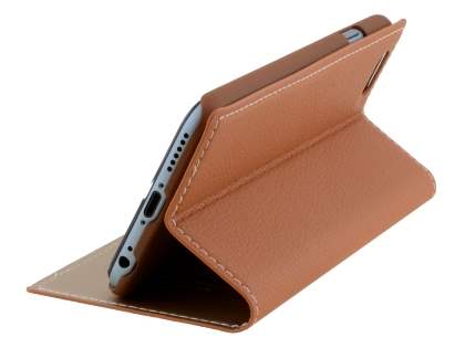 TS-CASE Slim Synthetic Leather Window View Case with Stand for iPhone 6s/6 - Brown