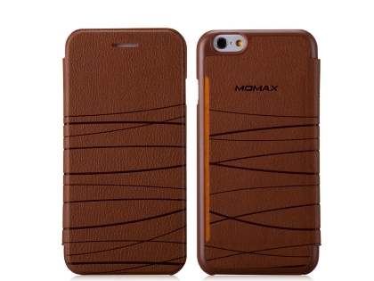 Momax Elite Premium Flip Cover for iPhone 6s/6 - Brown Leather Wallet Case
