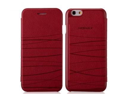 Momax Elite Premium Flip Cover for iPhone 6s/6 - Red Leather Wallet Case