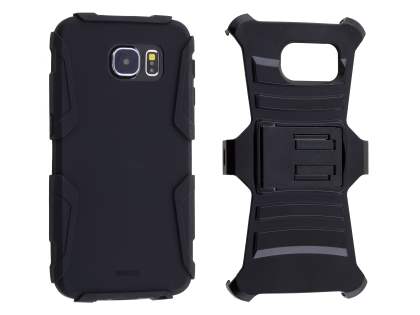 Rugged Case with Holster Belt Clip for Samsung Galaxy S6 - Classic Black