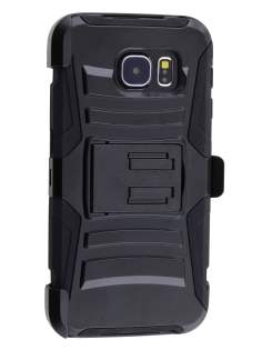 Rugged Case with Holster Belt Clip for Samsung Galaxy S6 - Classic Black