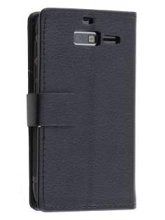 Slim Synthetic Leather Wallet Case with Stand for Motorola Razr M - Classic Black Slim Synthetic Leather Wallet Case with Stand for Motorola Razr M - Classic Black