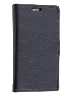 Slim Synthetic Leather Wallet Case with Stand for Motorola Razr M - Classic Black