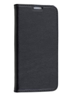 Slim Genuine Textured Leather Wallet Case with Stand for Samsung Galaxy S6 Edge - Classic Black