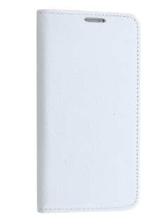 Slim Genuine Textured Leather Wallet Case with Stand for Samsung Galaxy S6 Edge - Pearl White