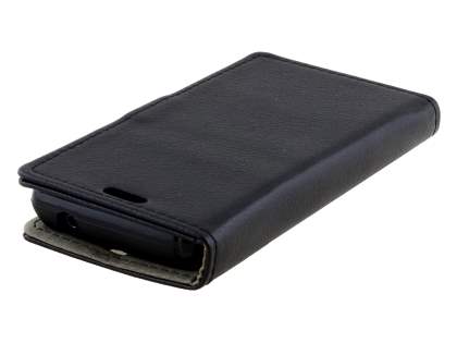 Slim Synthetic Leather Wallet Case with Stand for Motorola Razr M - Classic Black