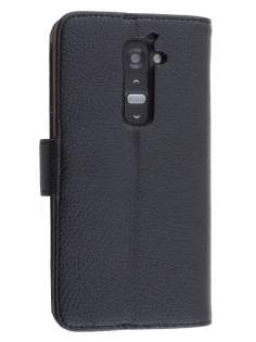 Synthetic Leather Wallet Case with Stand for LG G2 - Classic Black Synthetic Leather Wallet Case with Stand for LG G2 - Classic Black