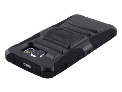Rugged Case with Holster Belt Clip for Samsung Galaxy S6 - Classic Black