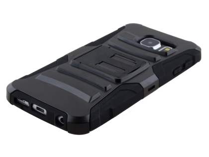 Rugged Case with Holster Belt Clip for Samsung Galaxy S6 - Classic Black