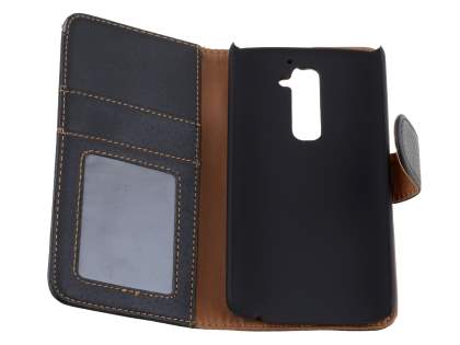 Synthetic Leather Wallet Case with Stand for LG G2 - Classic Black