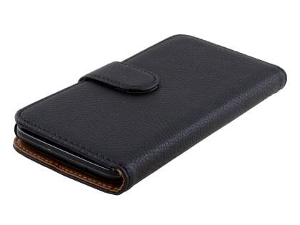 Synthetic Leather Wallet Case with Stand for LG G2 - Classic Black